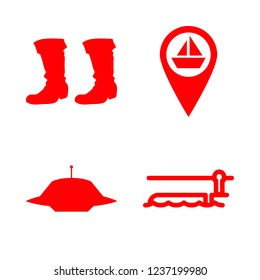 vessel icon set about mooring point, boats, sailing boat pin and alien vector set