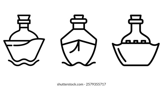 vessel outline or line icon design bundle.