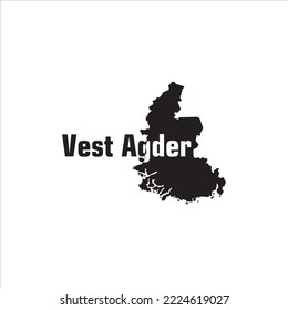 Vest Agder map and black lettering design on white background