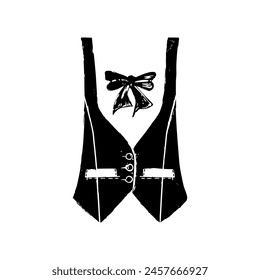 vest with bow, Graphic design print t-shirts fashion, illustration, vector, posters, cards, stickers, mug