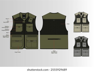 VEST CARGO POCKET STREET WEAR SILHOUETTE VECTOR AND COMBO COLOUR