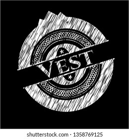 Vest chalk emblem written on a blackboard