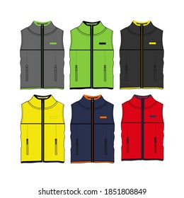Diseño De Vest Con Vector De Colores Rojo/Negro.Vistas Delanteras Y Traseras.