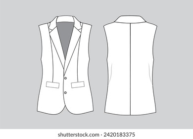 vest draw, technical drawing clothes, vest, woman vest, colete