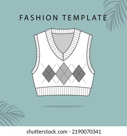 Vest Fashion Flat Template. Vest illustration.