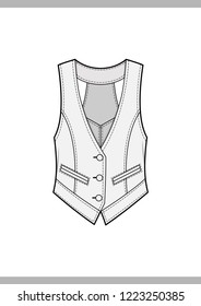 Vest Fashion Technical Drawings Vector Template Stock Vector (Royalty ...