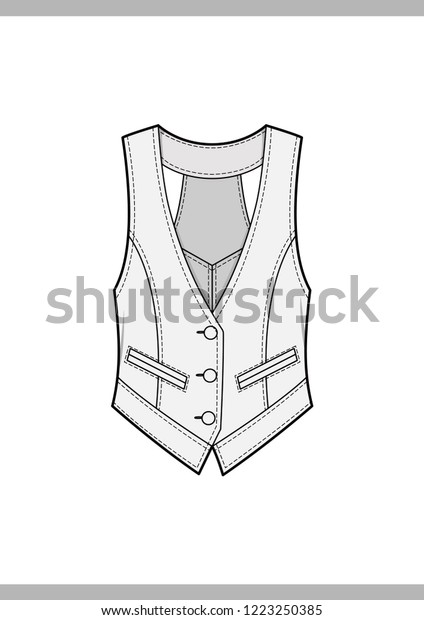 Vest Fashion Technical Drawings Vector Template Stock Vector (Royalty ...