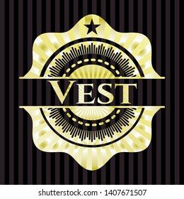 Vest gold badge. Vector Illustration. Detailed.