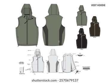 Vest Hoodie Mockup with Accompanied by a Description Vector