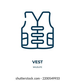Vest-Symbol. Lineare Vektorgrafik aus der Wildtiersammlung. Vektorgrafik der Vektorgrafik von Vektorgrafiken in Umrissen. Dünnliniensymbol für Web- und mobile Apps, Logo, Printmedien.