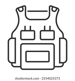 Vest icon, Military symbol outline icon, editable vector illustration and transparent graphic element. Isolated on white background