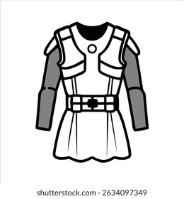 vest icon modern art illustration design black and white silhouette with bold outline 