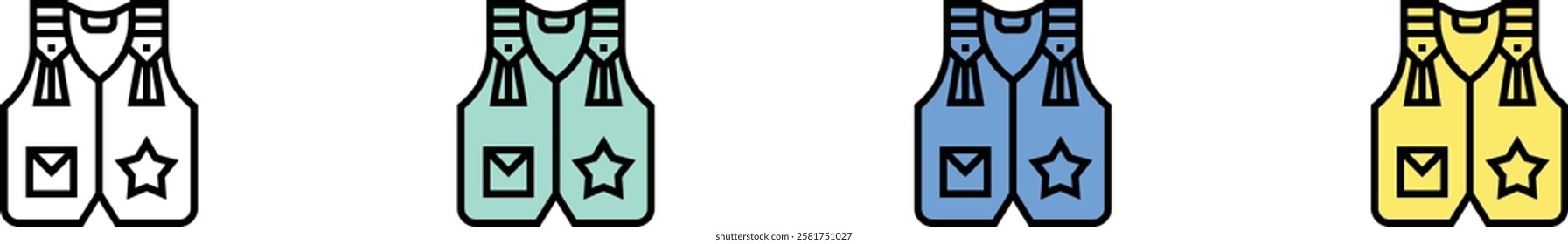 vest icon. Outline, Green, Blue and Yellow Style Design Isolated On White Background