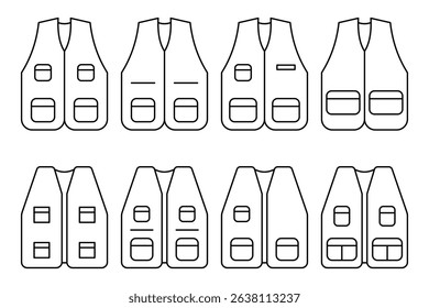 Vest icon set. Vest vector icon in line design for web design, logo and mobile app. Symbol of Vest on white background. Vector illustration.