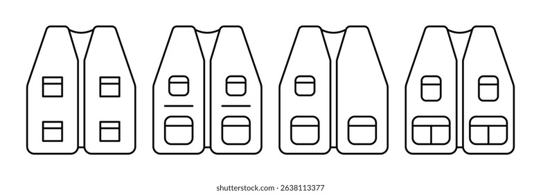 Vest icon set. Vest vector icon in line design for web design, logo and mobile app. Symbol of Vest. Vector illustration.