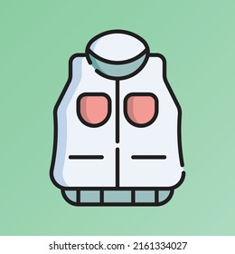 Vest Icon Vector Illustration. Flat Outline Cartoon. Winter Sport Icon Concept Isolated Premium Vector