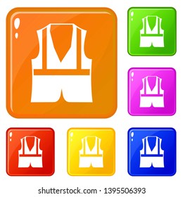 Vest icons set collection vector 6 color isolated on white background