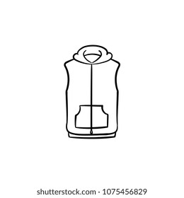 Vest jacket hand drawn outline doodle icon. Sleeveless sweater vector sketch illustration for print, web, mobile and infographics isolated on white background.