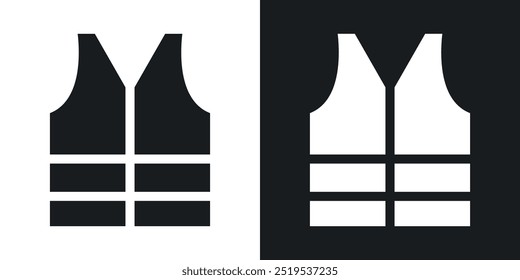 Vest jacket icon icons in black and white filled style