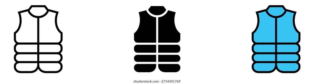 Vest jaqueta ícone vetor. colete salva-vidas, símbolo de colete de segurança. ilustração vetorial.