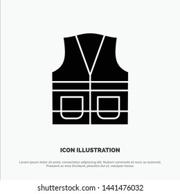 Vest, Jacket, Labour, Construction, Repair solid Glyph Icon vector