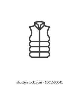 Vest jacket line icon. linear style sign for mobile concept and web design. Sleeveless vest outline vector icon. Symbol, logo illustration. Vector graphics