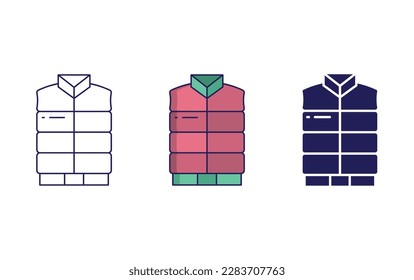 Vest line and solid vector icons