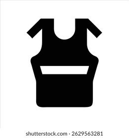 Diseño del icono del objeto del chaleco en blanco y negro con contorno audaz 