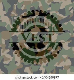 Vest on camouflaged texture. Vector Illustration. Detailed.