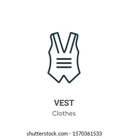 Vest outline vector icon. Thin line black vest icon, flat vector simple element illustration from editable clothes concept isolated on white background