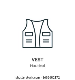 Umriss-Vektorillustration-Symbol. Dünne schwarze Weste Symbol, einfache Vektorillustration aus bearbeitbarem nautischen Konzept, einzelne Schlaganfall auf weißem Hintergrund