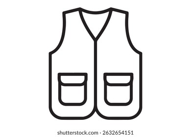 Vest with pockets isolated on white background, a clothing item icon
