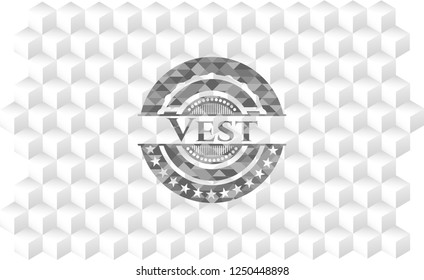 Vest realistic grey emblem with cube white background