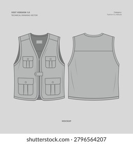 VEST TECHICAL DRAWING VECTOR VERSION 1.0