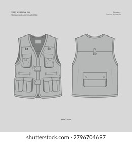 VEST TECHICAL DRAWING VECTOR VERSION 2.0