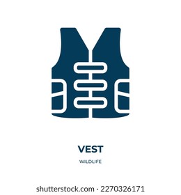 vest vector icon. vest, safety, safe filled icons from flat wildlife concept. Isolated black glyph icon, vector illustration symbol element for web design and mobile apps