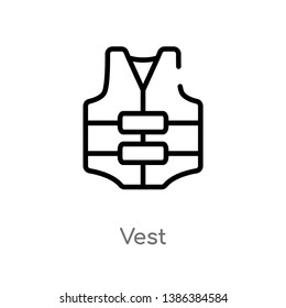 vest vector line icon. Simple element illustration. vest outline icon from nautical concept. Can be used for web and mobile