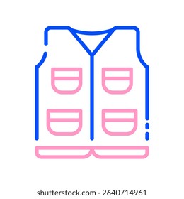 Vest Vector for Outdoor Layering and Adventure Clothing. Lightweight jacket illustration, travel and hiking outfit concept