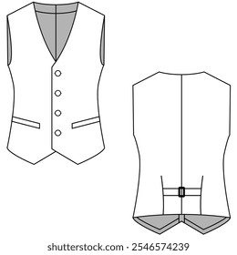 Vest waistcoat vector. Formal vest mock up editable