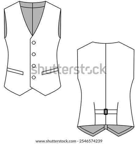 Vest waistcoat vector. Formal vest mock up editable