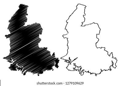 Vest-Agder (Administrative divisions of Norway, Kingdom of Norway) map vector illustration, scribble sketch Vest-Agder fylke map