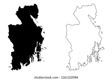 Vestfold (Administrative divisions of Norway, Kingdom of Norway) map vector illustration, scribble sketch Vestfold fylke map