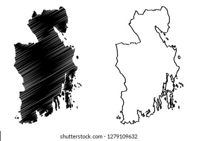 Vestfold (Administrative divisions of Norway, Kingdom of Norway) map vector illustration, scribble sketch Vestfold fylke map