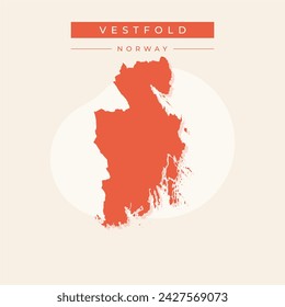 Vestfold (Administrative divisions of Norway, Kingdom of Norway) map vector illustration, scribble sketch Vestfold fylke map