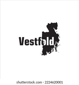 Vestfold map and black lettering design on white background