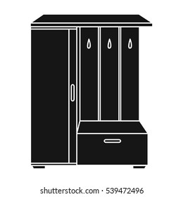 Vestibule wardrobe icon in black style isolated on white background. Furniture and home interior symbol stock vector illustration.