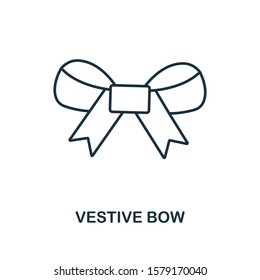 Vestive Bow icon. Line style element from christmas icon collection. Thin Vestive Bow icon for web design, apps, software, print usage.