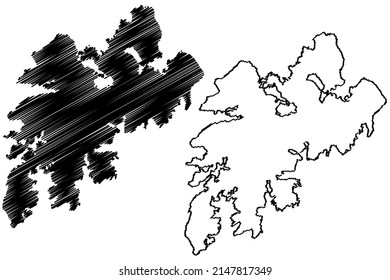 Vestvagoy island (Kingdom of Norway) map vector illustration, scribble sketch Vestvagoy map