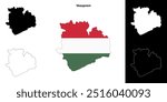 Veszprem county outline map set