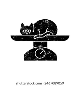 Vet animal weight scale black hand drawn icon in grunge look